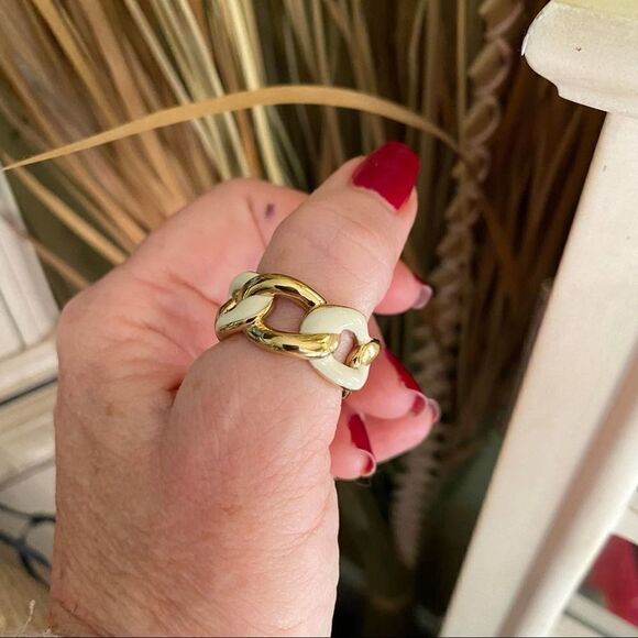 Gold & Epoxy Stainless Steel Braided Ring - Picture 9 of 9